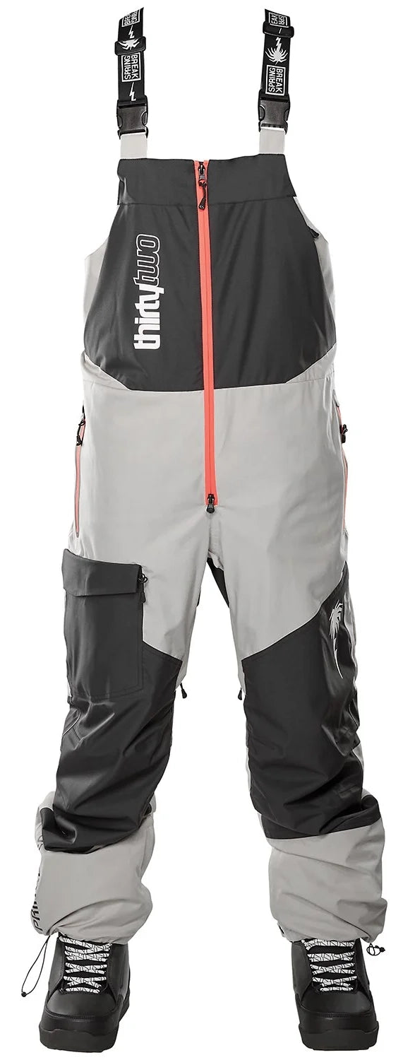 Affordable all-terrain ski helmets-ThirtyTwo Spring Break Powder Bib Pants Mens Gravel