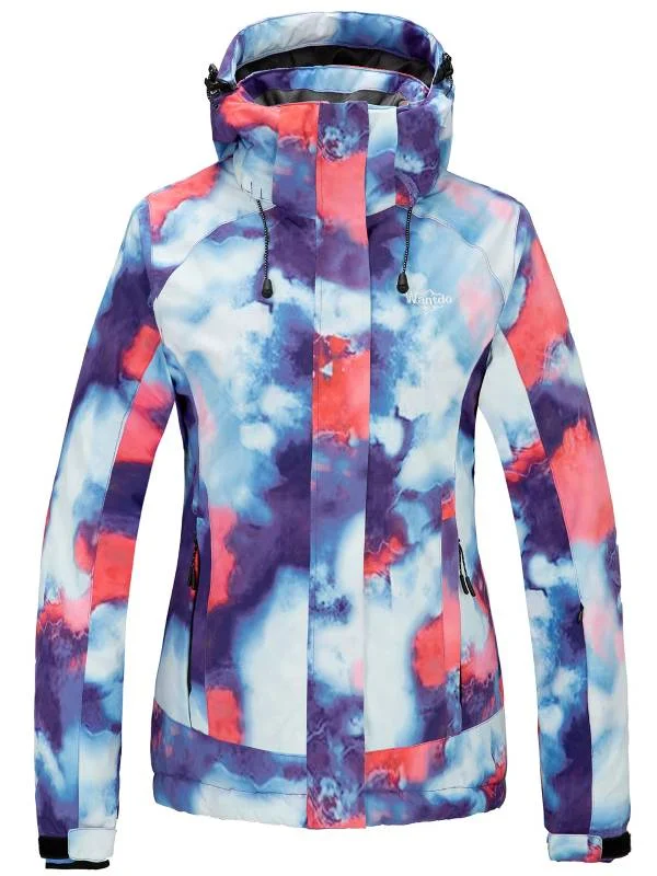 Waterproof all-mountain ski bindings-Women's Waterproof Ski Jacket Colorful Printed Winter Parka Fully Taped Seams Atna Printed