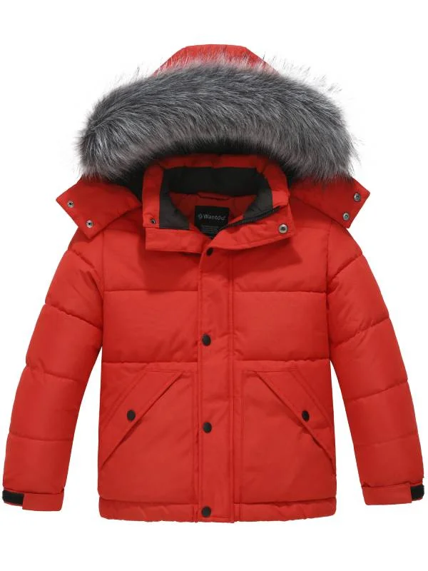 High-performance all-mountain skis-Boy's Warm Winter Coat Quilted Puffer Jacket