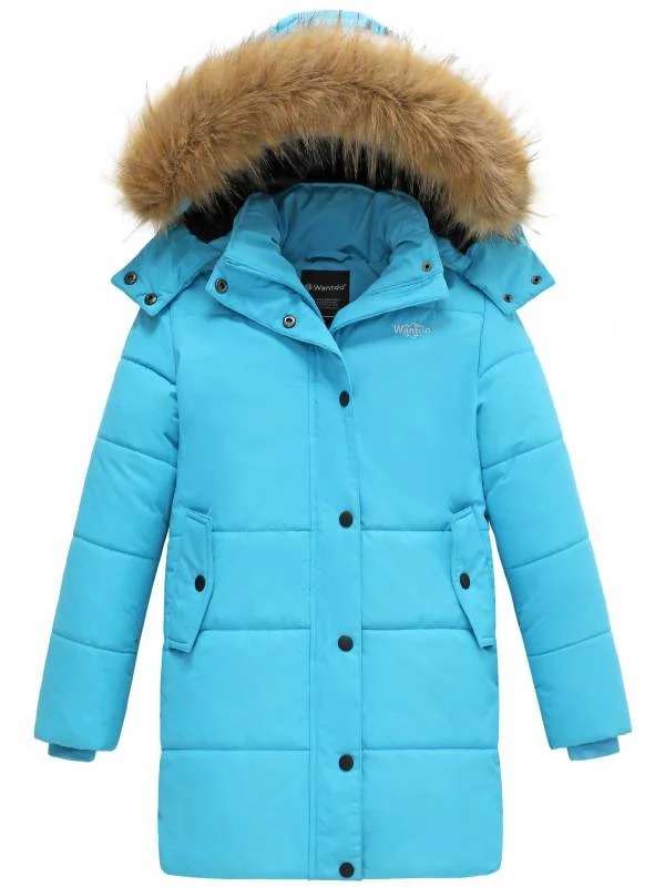 Durable alpine ski bindings-Girls Winter Coat Long Winter Jacket