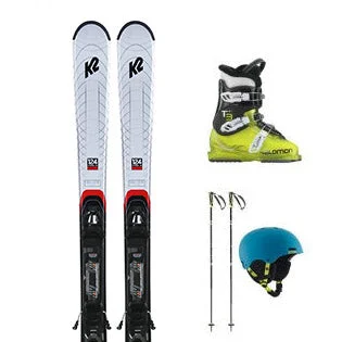 Designer powder ski bindings-Kids Ski Rental Package