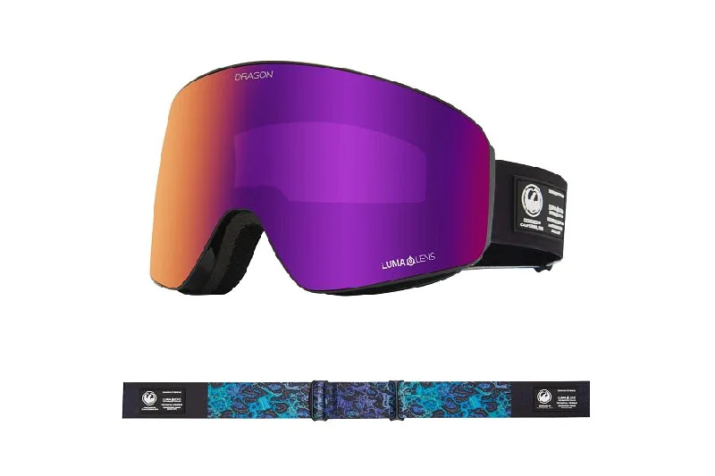 Premium alpine ski boots-Dragon PXV Snow Goggles 2024 Black Pearl / Lumalens Purple Ion + Lumalens Amber