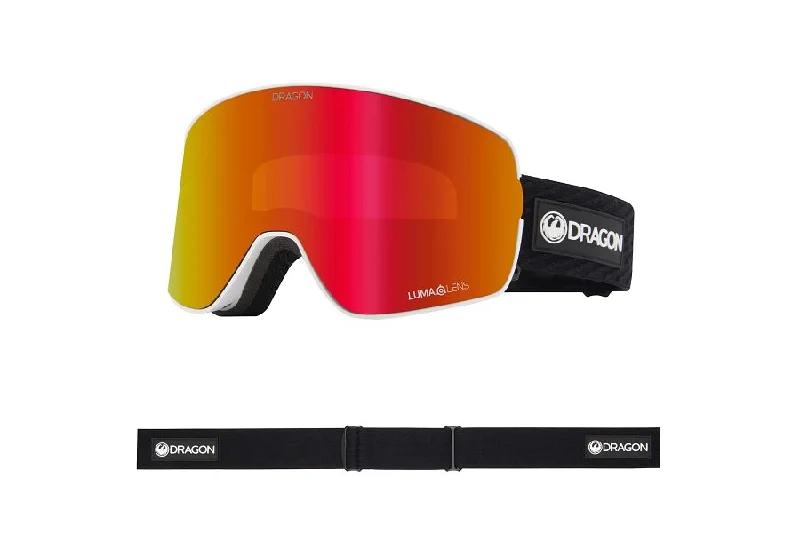 Designer powder ski bindings-Dragon NFX2 Snow Goggles Low Bridge 2024 Icon Red / Lumalens Red Ion + Lumalens Light Rose