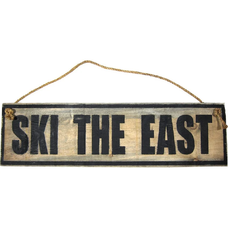 Custom-fit ski bindings for pros-Ski The East Ski The East Barnwood Sign