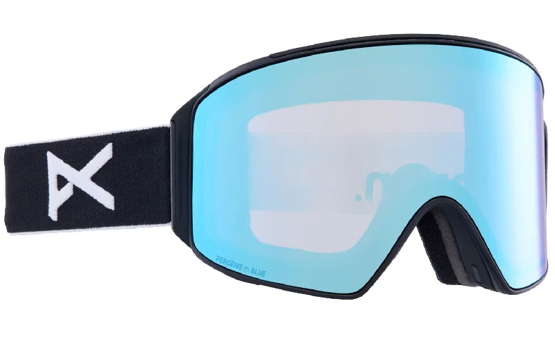 Designer all-terrain ski boots-Anon M4 Cylindrical Goggles & MFI Face Mask & Spare Lens 2024 Black / Perceive Variable Blue Lens