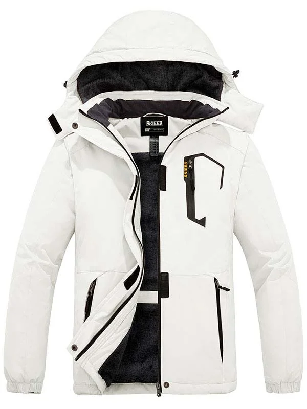 Affordable carving ski bindings-Skieer Women's Ski Jacket Mountain Waterproof Winter Rain Jacket Warm Fleece Snow Coat