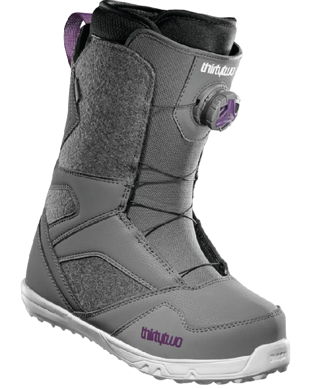 Durable ski poles for backcountry-Thirtytwo STW BOA Womens Snowboard Boots - Grey/Purple - 2022