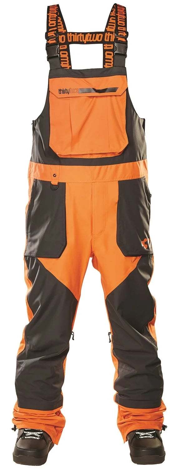 Lightweight powder ski helmets-ThirtyTwo Basement Bib Pants Mens Orange