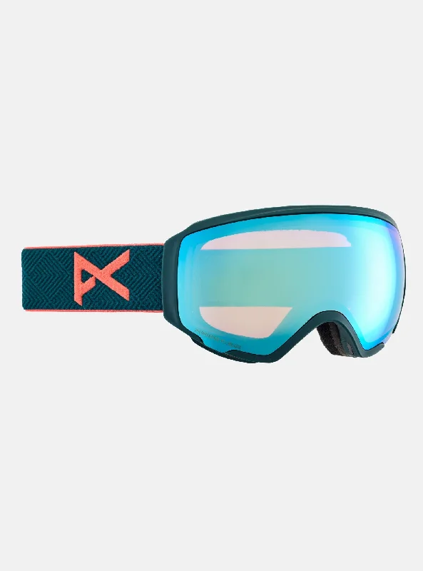 Custom-fit freeride ski bindings-Anon WM1 Goggles & MFI Face Mask & Spare Lens Deep Emerald / Perceive Variable Blue Lens