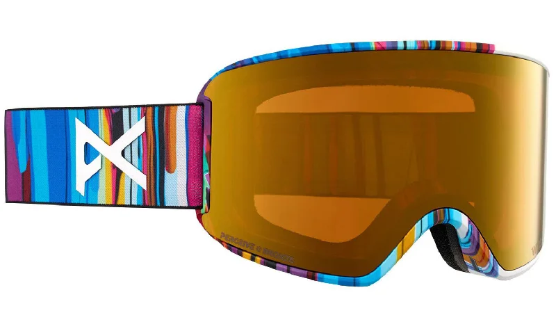 Waterproof carving ski bindings-Anon WM3 Goggles & MFI Face Mask & Spare Lens Low Bridge Fit 2024 Feelgood / Perceive Sun Bronze Lens