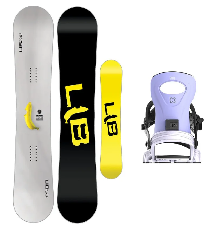 Adjustable ski helmets for safety-Lib Tech Skate Banana Snowboard with Bent Metal Women's Metta Snowboard Binding 2025