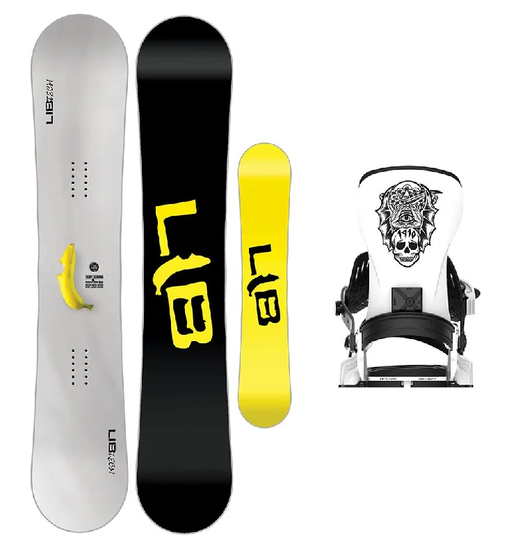 Designer ski bindings with release-Lib Tech Skate Banana Snowboard with Bent Metal Transfer Snowboard Binding 2025