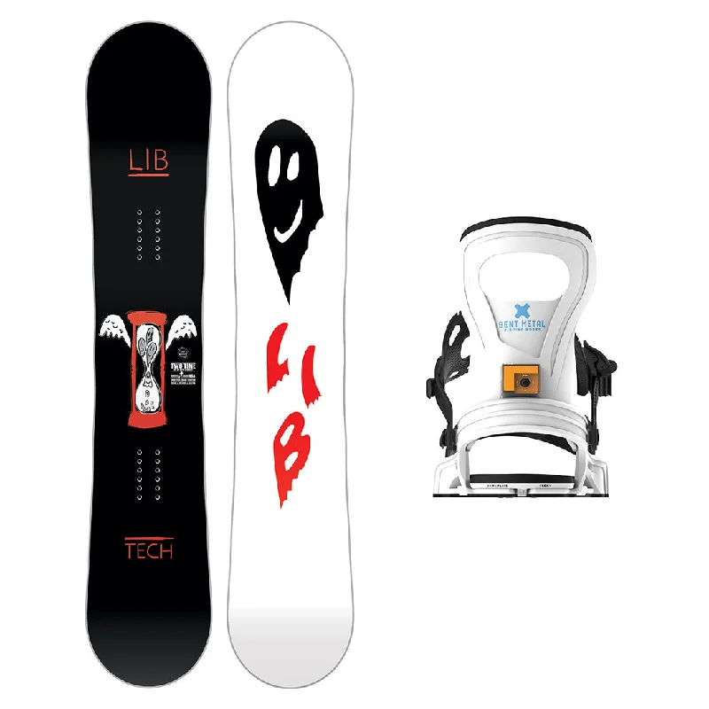 Waterproof all-terrain skis-Lib Tech Women's Two Time Snowboard with Bent Metal Women's Beam Snowboard Binding 2025