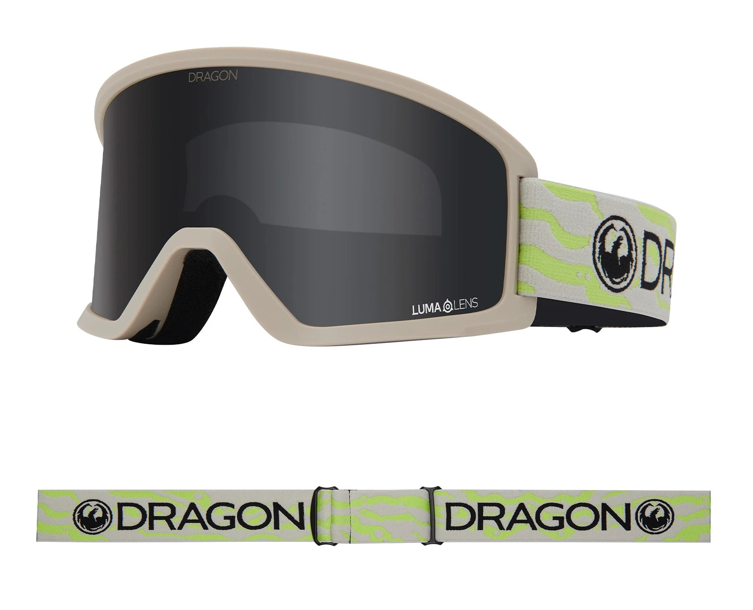 Lightweight all-terrain ski boots-Dragon DX3 OTG Snow Goggles Low Bridge 2024 Kelp / Lumalens Dark Smoke