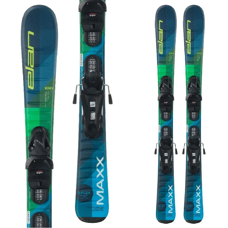 Designer ski poles with straps-Elan Maxx Black Blue Green Qs 4-5 Skis