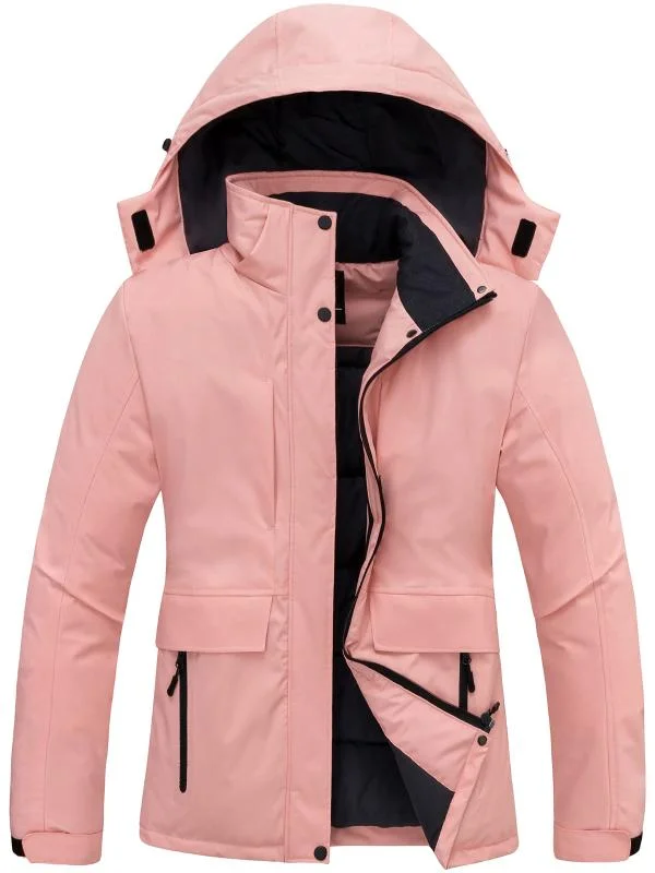 Compact carving ski bindings-Women's Winter Puffy Jackets Waterproof Winter Coat with Hood Sustainable Fabrics