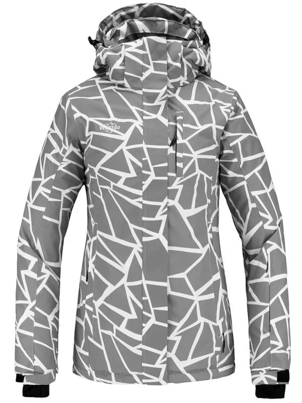 Lightweight all-terrain ski helmets-Women's Print Fully Taped Seams Snow Coat Warm Winter Jacket Atna Printed