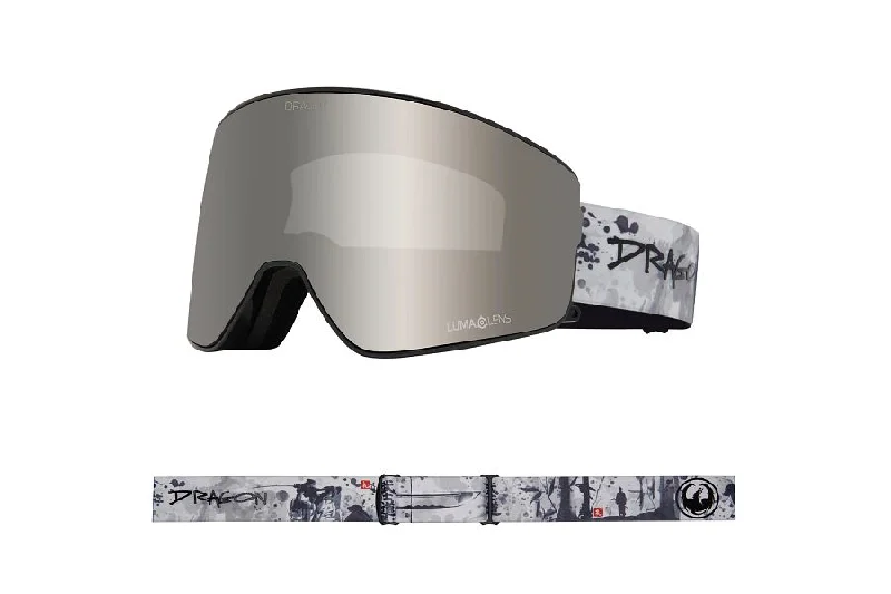 Lightweight ski bindings for pros-Dragon PXV2 Snow Goggles Low Bridge 2024 BushIdo / Lumalens Silver Ion + Lumalens Violet