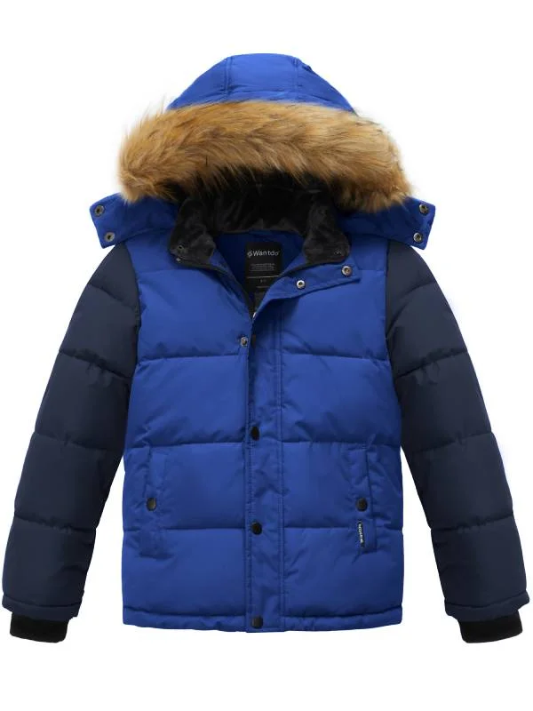 Waterproof all-terrain ski boots-Boys Hooded Puffer Jacket