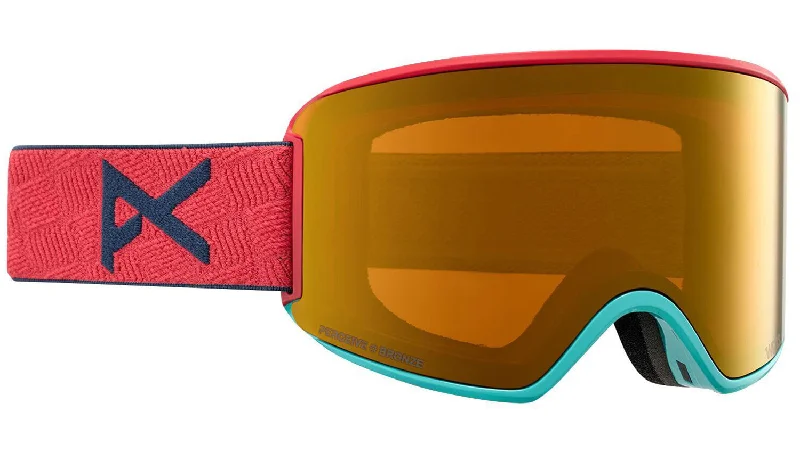 Lightweight ski helmets for pros-Anon WM3 Goggles & MFI Face Mask & Spare Lens 2024 Coral / Perceive Sun Bronze Lens