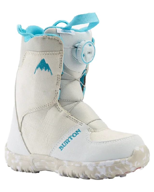 Affordable ski boots for kids-Burton Kids Grom Boa Snowboard Boots - White - 2023