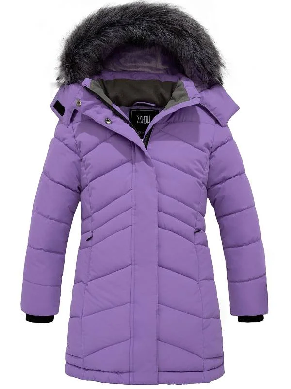 Affordable ski helmets for beginners-ZSHOW Girls' Winter Coat Water Resistant Long Parka