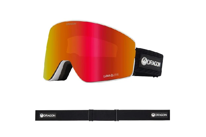 Durable freeride skis for backcountry-Dragon PXV Snow Goggles Low Bridge 2024 Icon Red / Lumalens Red Ion + Lumalens Light Rose