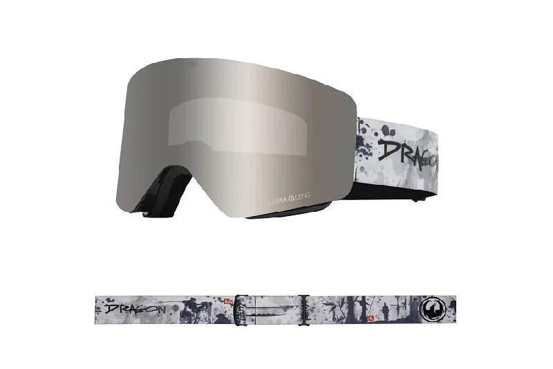 Affordable alpine ski poles-Dragon R1 OTG Snow Goggles Low Bridge 2024 Bushido / Lumalens Silver Ion + Lumalens Violet