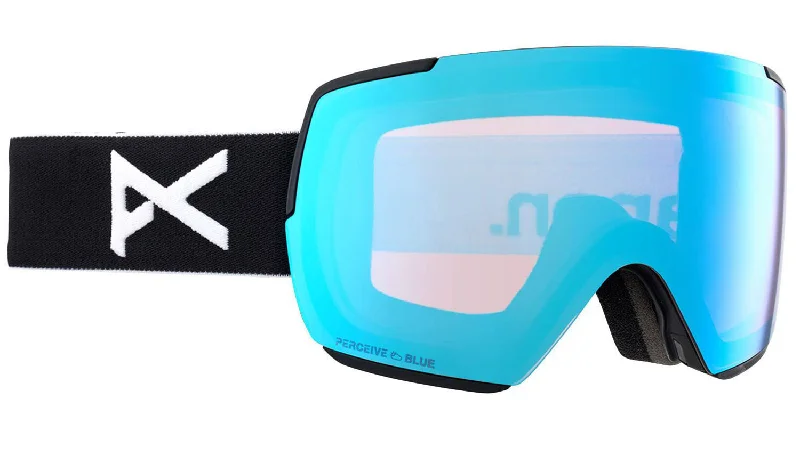 High-performance freestyle ski helmets-Anon M5S Goggles & MFI Face Mask & Spare Lens 2024 Black / Perceive Variable Blue Lens