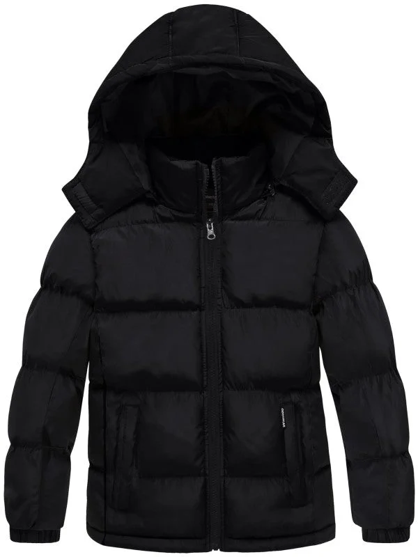 Premium powder ski boots-Boys Padded Winter Coat Warm Puffer Jacket with Hood Windproof