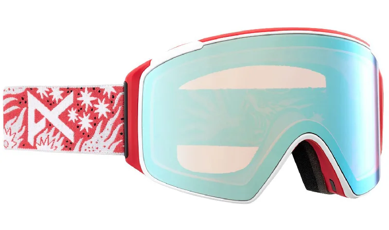 Affordable freestyle ski helmets-Anon M4S Cylindrical Goggles & MFI Face Mask & Spare Lens 2024 Joshua Noom / Perceive Variable Blue Lens