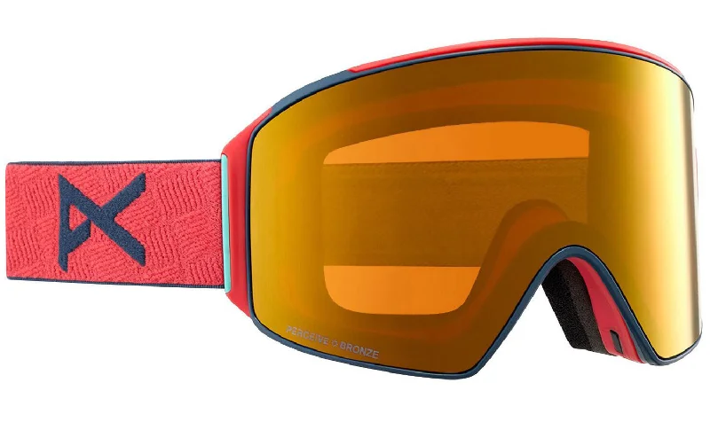 Designer powder ski boots-Anon M4 Cylindrical Goggles & MFI Face Mask & Spare Lens 2024 Coral / Perceive Sun Bronze Lens