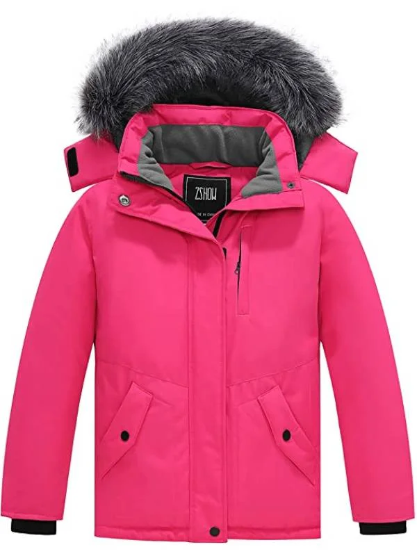 Lightweight ski helmets for kids-ZSHOW Girls' Winter Coat Soft Fleece Lined Cotton Padded Puffer Jacket