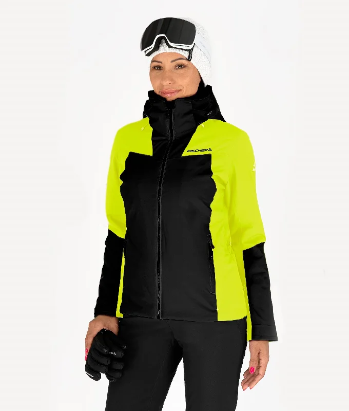 Ergonomic ski poles for women-Fleiding Insulated Ski Jacket Women YELLOW