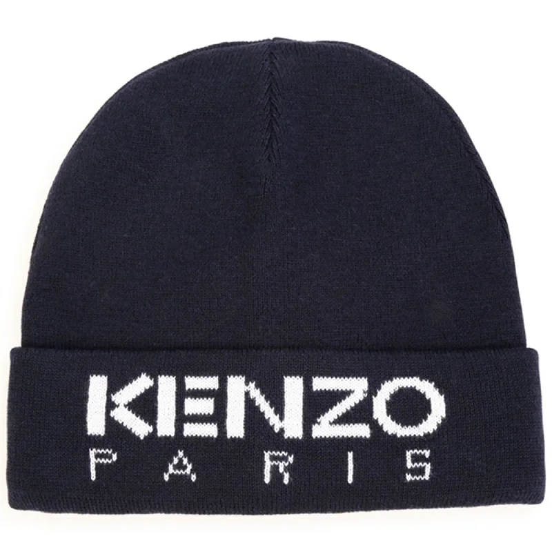 Compact ski sock liners-Kenzo Navy Beanie