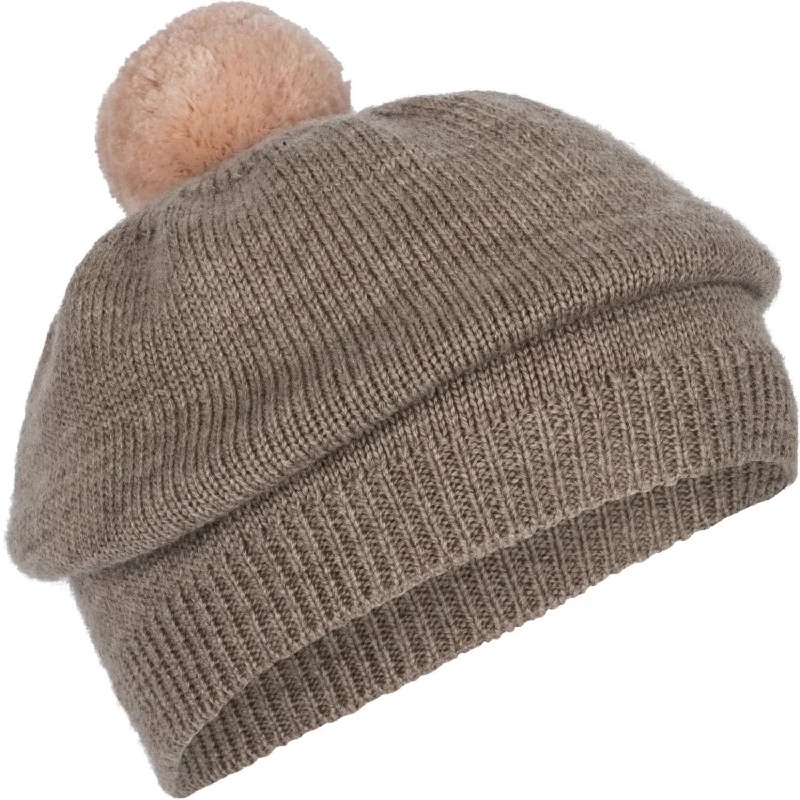 Durable ski socks for teens-Konges Sløjd Soft Brown Louli Beret