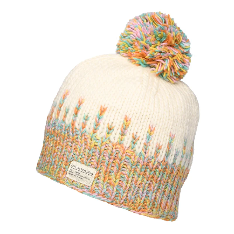 Premium ski glove liners for warmth-Kusan Stalagmite Moss Tarn Bobble Hat - White-Multi