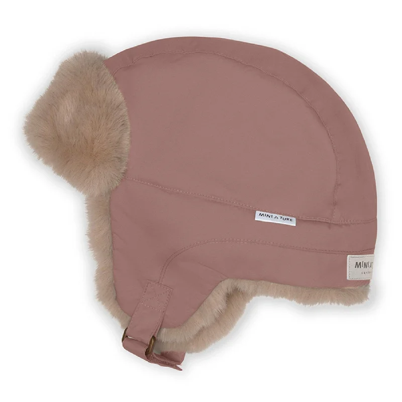 Designer ski masks for style-Mini A ture Light plum Crister teddy Hat