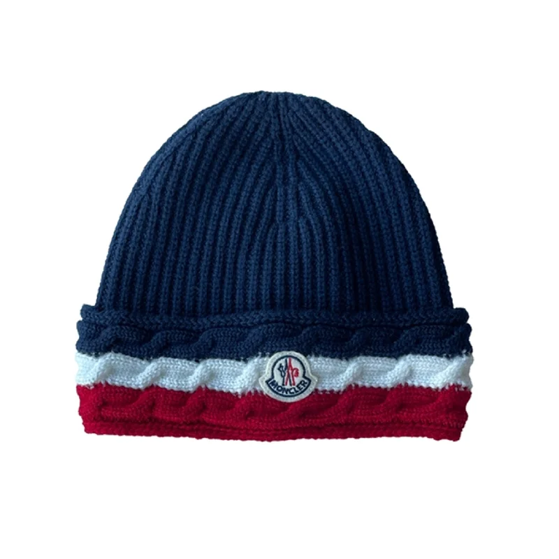 Designer ski boot heaters-Moncler Berretto Tricot Beanie Navy