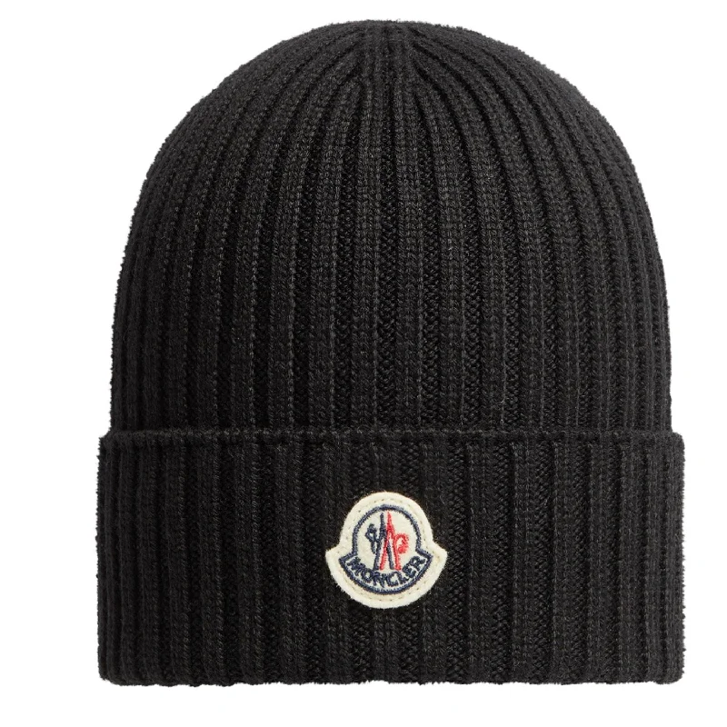 Designer ski masks for cold weather-Moncler Black Hat