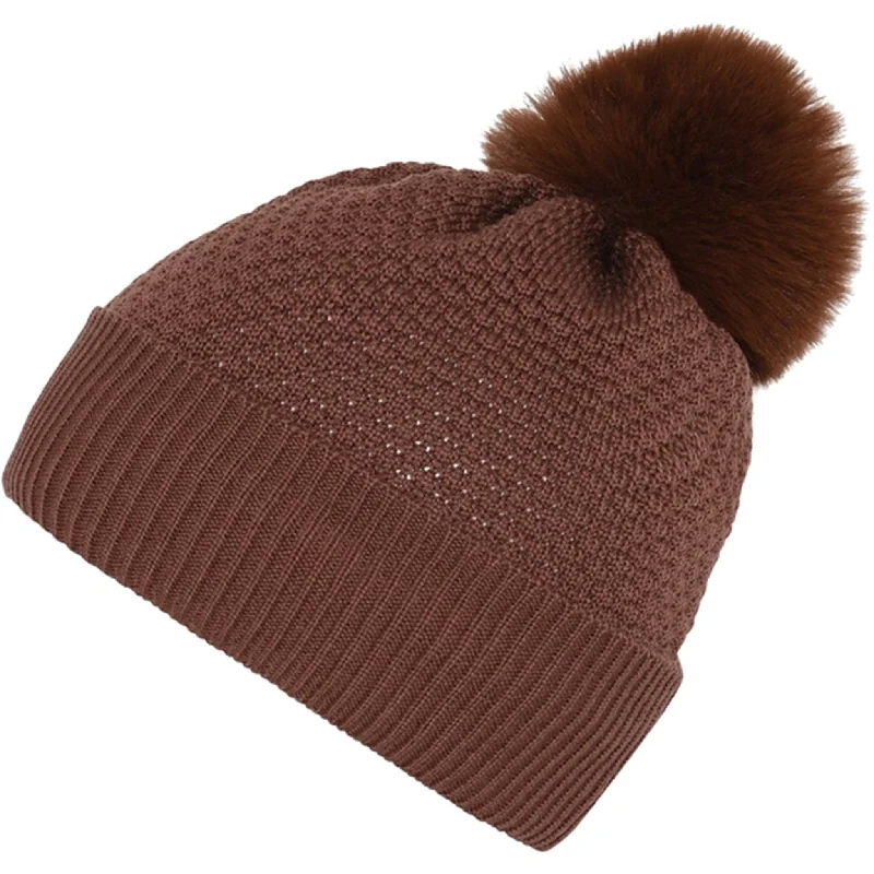 Lightweight ski sock liners-MP Danmark 97502 Oslo Wool Beanie - Fake Fur Soft Brown