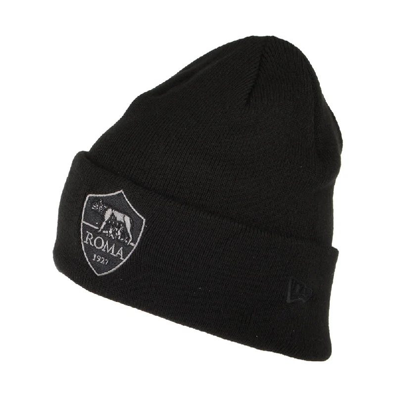 Compact ski helmet covers-New Era AS Roma Beanie Hat - Tonal Cuff - Black