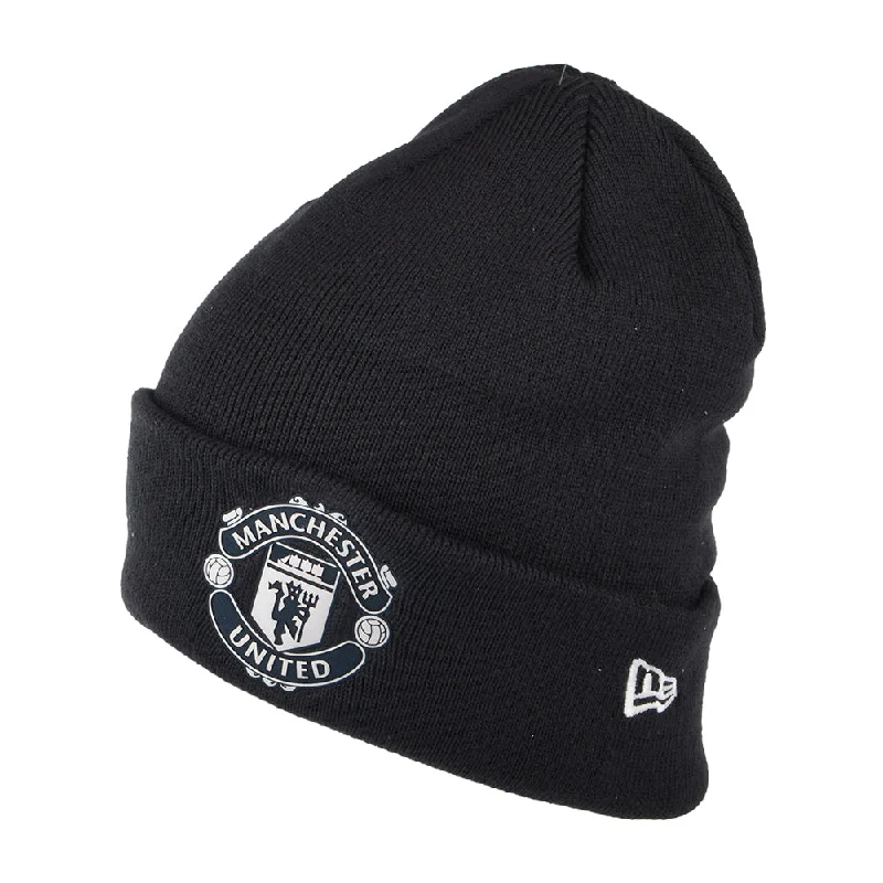 Adjustable ski boot straps-New Era Manchester United FC Beanie Hat - Rubber Woven Cuff - Navy Blue