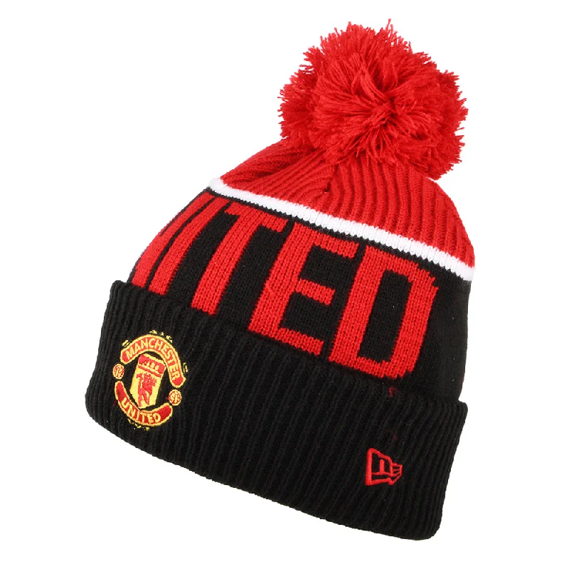 Affordable ski socks for intermediates-New Era Manchester United FC Bobble Hat - Sport - Black-Scarlet