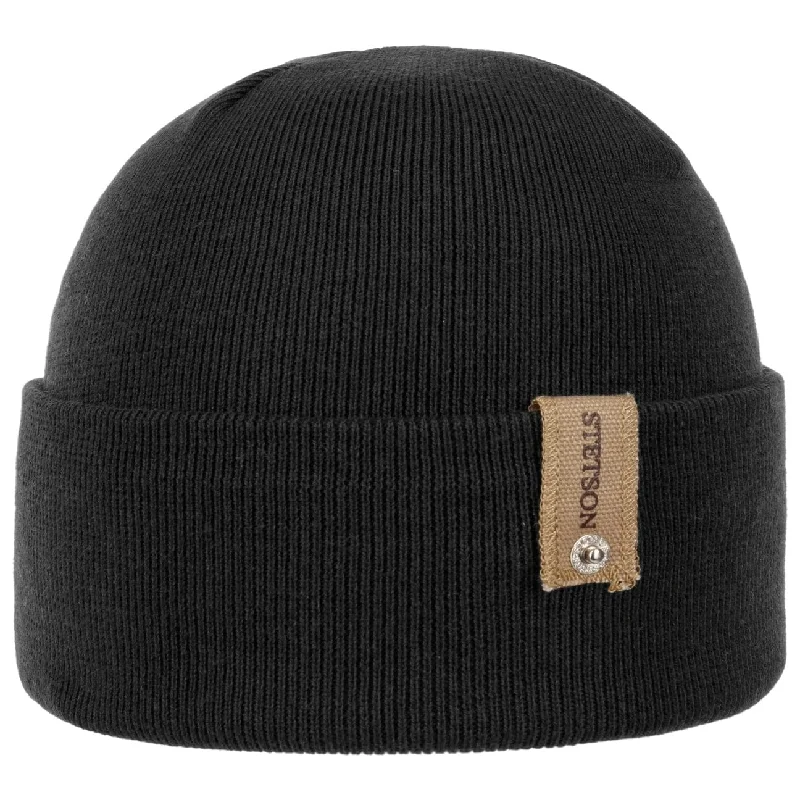 Designer ski bags-Organic Cotton Merino Beanie With Cuff by Stetson