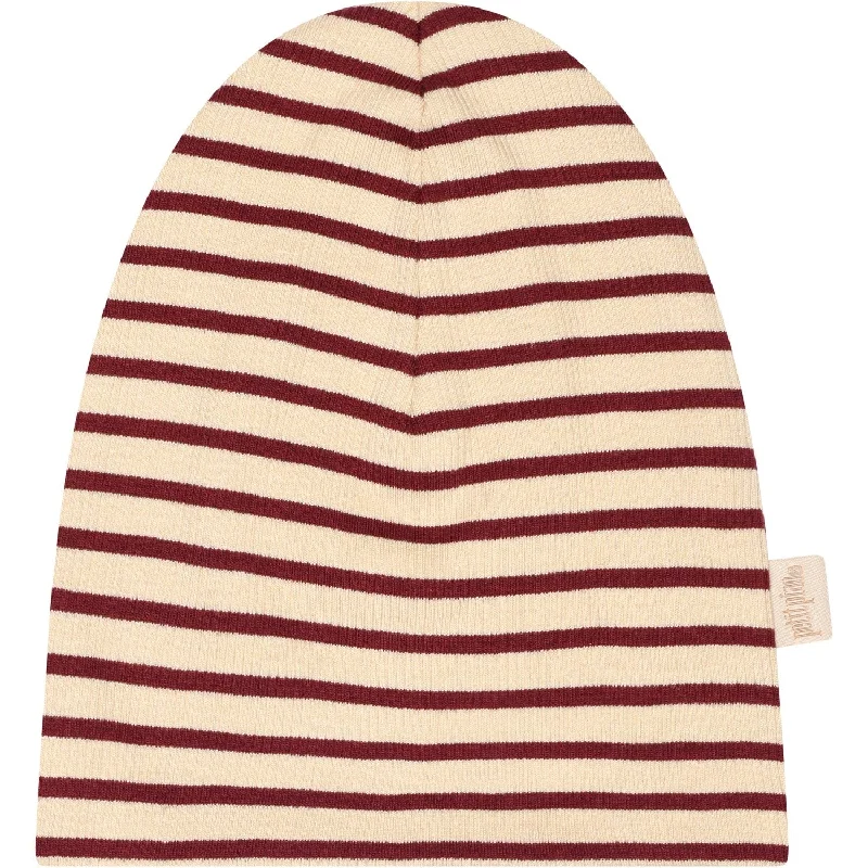 Durable ski socks for pros-Petit Piao Dark Cherry/Dark Off White Beanie Modal Striped