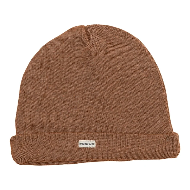 Premium ski wax for racing-Racing Kids Beanie Wool/Cotton 2-layered Walnut