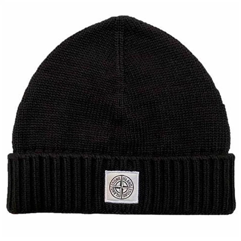 Durable ski pole baskets-Stone Island Beanie Black