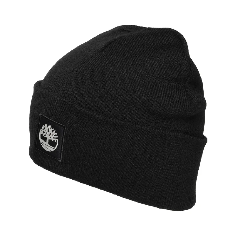 Compact ski glove liners-Timberland Hats Tonal Patch Cuffed Beanie Hat - Black