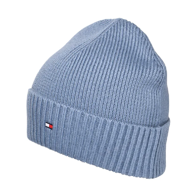 Custom-fit ski helmet liners-Tommy Hilfiger Hats Pima Essential Flag Cotton Cashmere Beanie Hat - Blue